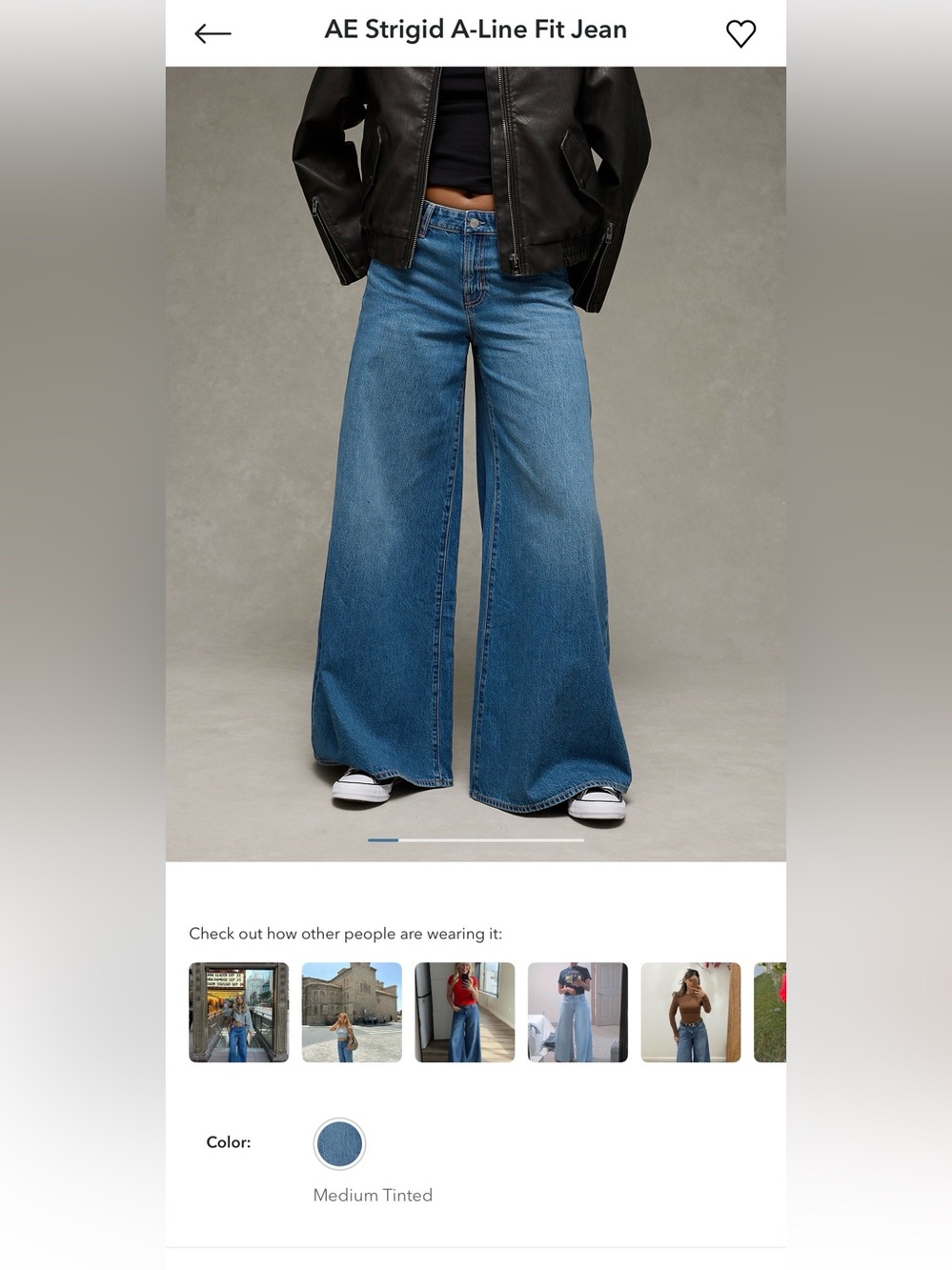 American Eagle Outfitters Baggy  Wide-Leg Jeans — Medium Tinted Blue
